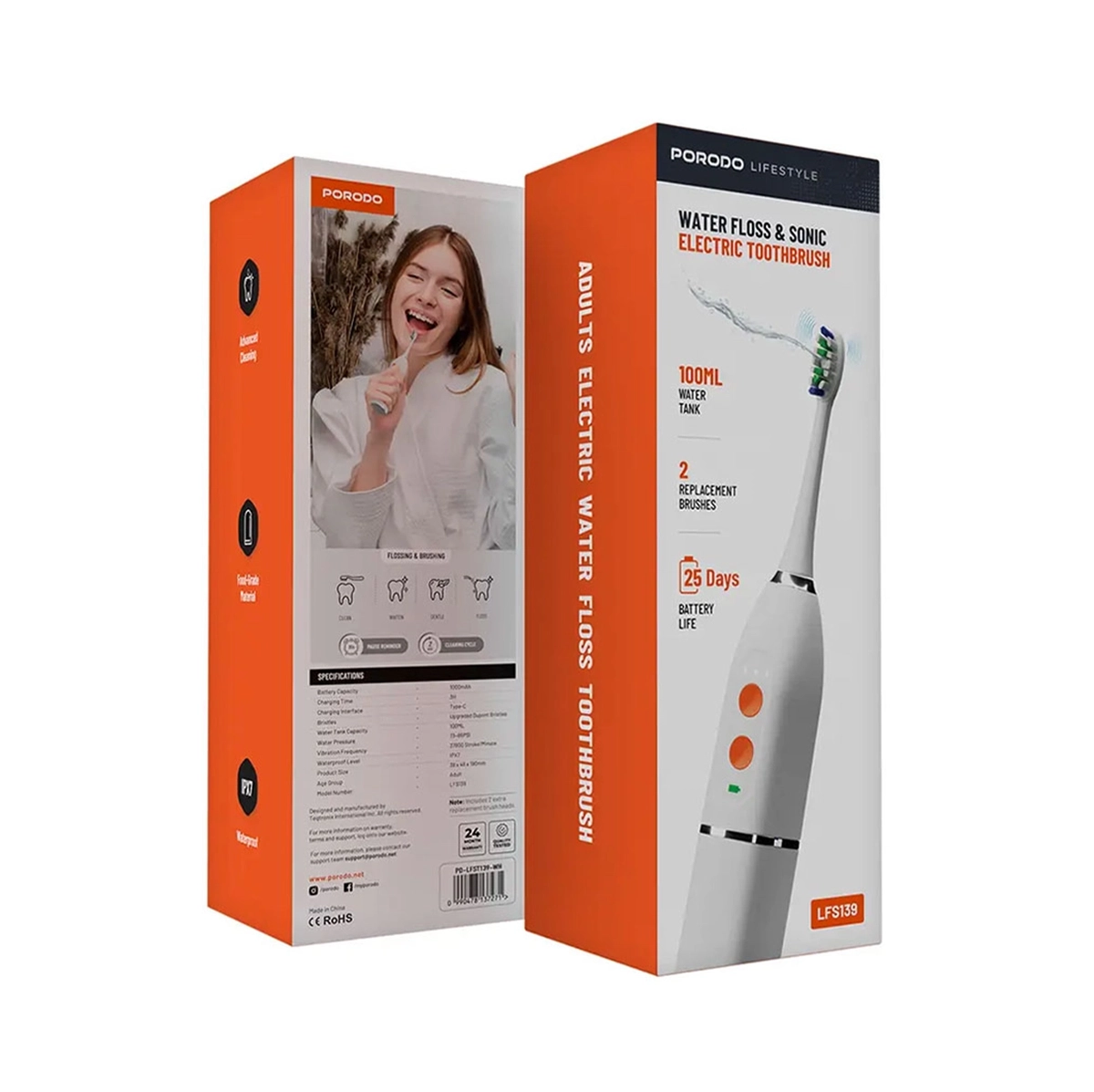 مسواک برقی پورودو مدلPorodo W-Sonic Electric Toothbrush PDLFST905WH